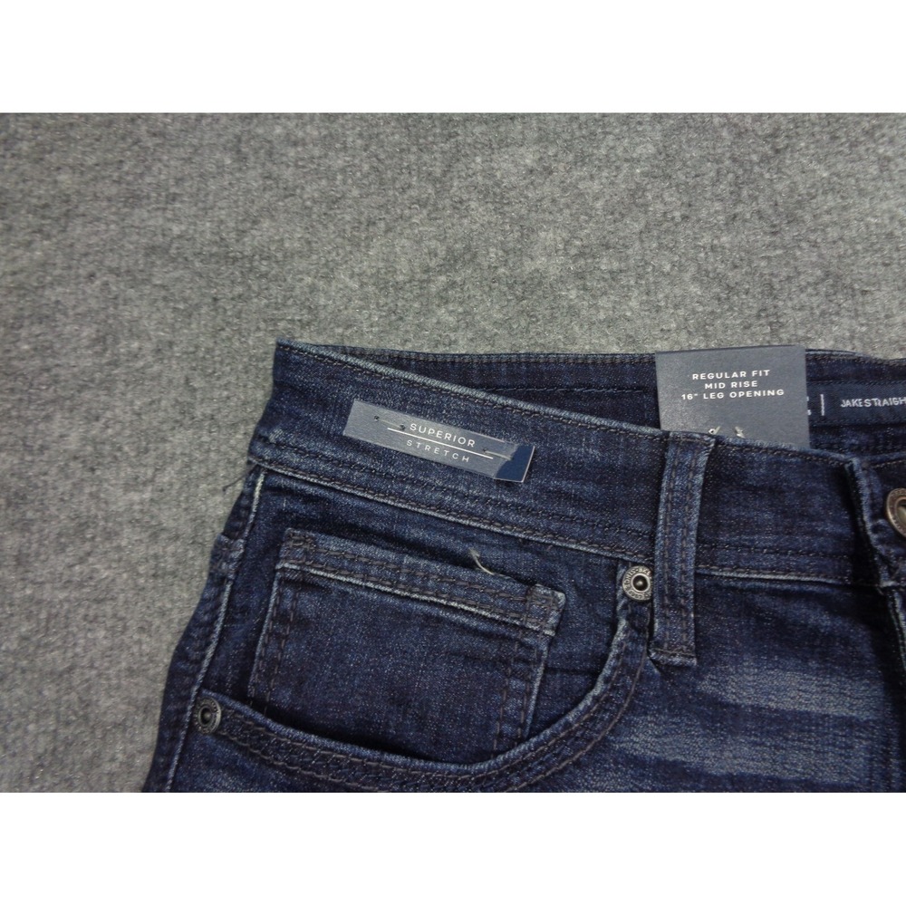 BKE Jean Men 32x34 Blue Jake Straight Buckle Denim Stretch Thick Stitch Werstern - Picture 4 of 13